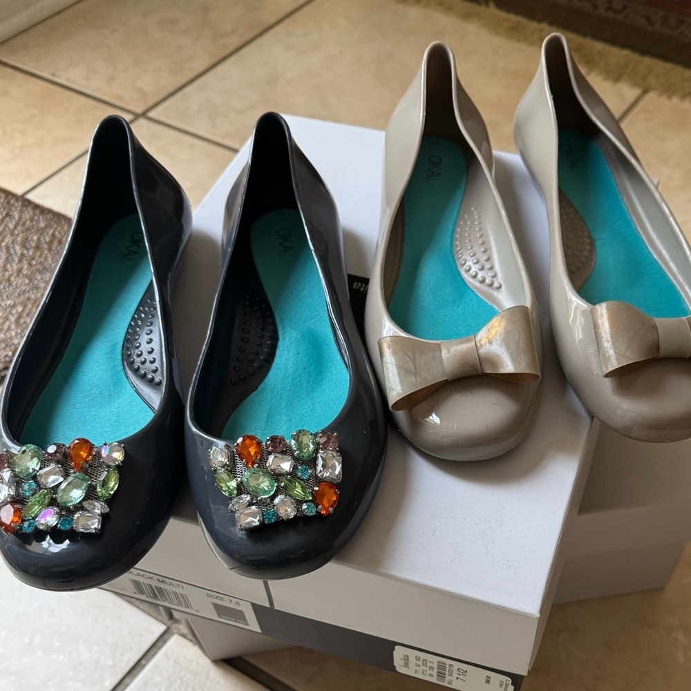 OKA B. Women's Ballet Flats with Gem Accents